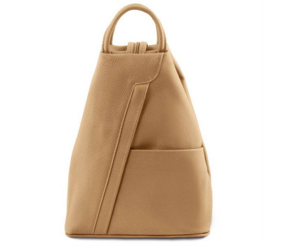 TL141881 Чорний Shanghai - шкіряний м'який жіночий рюкзак від Tuscany