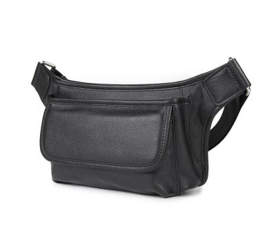 Сумка з натуральної шкіри напоясний 3019A, чорна