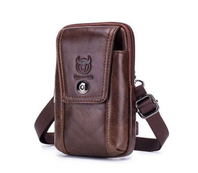 Напоясная сумка с ремешком на плечо T0071 BULL, коричневая