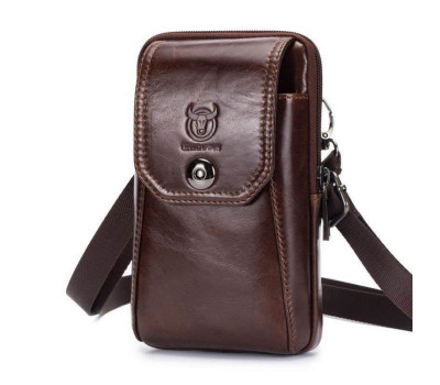 Сумка кожаная напоясная, с дополнительным ремешком на плечо T0158 BULL