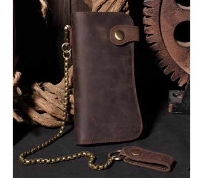 Стильний вінтажний гаманець з ланцюгом bx161 коричневий
