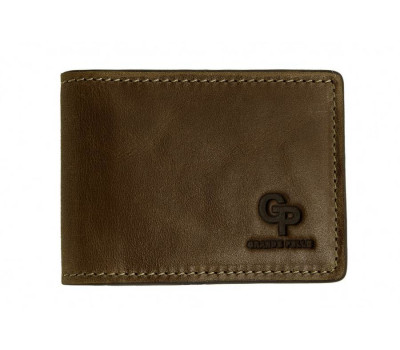 Затиск-портмоне Grande Pelle глянцева шкіра шоколад