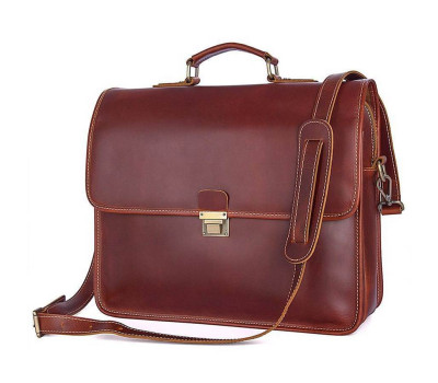 Чоловічий портфель зі шкіри з бордовим відтінком John McDee 7375X