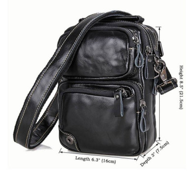 Чоловіча шкіряна сумка на плече, 1010А чорна John McDee