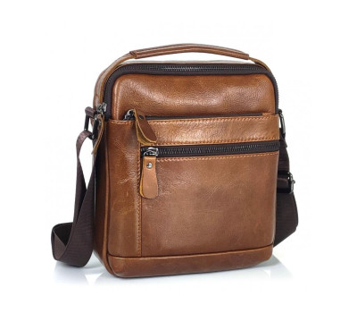 Месенджер з ручкою для перенесення коричневий Tiding Bag A25F-S-8205-1C