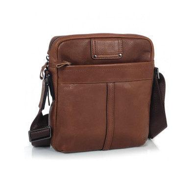 Чоловічий коричневий месенджер Tiding Bag S-JMD10-8017C на блискавці.