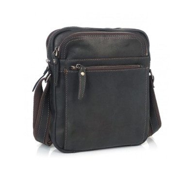 Чоловічий коричневий месенджер Tiding Bag S-JMD4-008C на блискавці.
