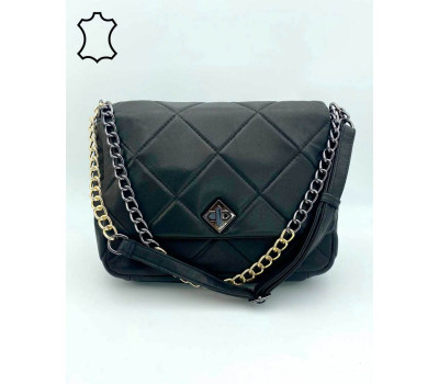 Кожаная женская сумка «Poli» черная WeLassie