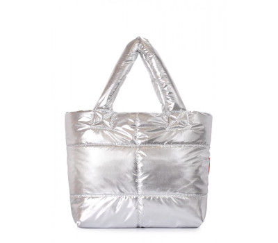 Дута стьобана сумка POOLPARTY Fluffy Срібна (fluffy-silver)