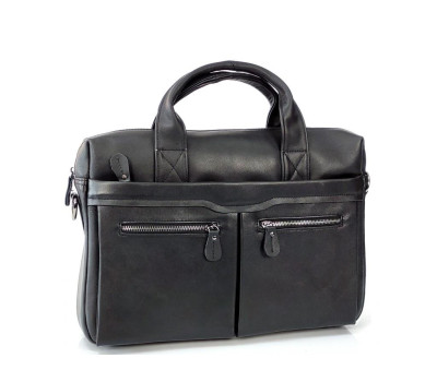 Классическая сумка для ноутбука Tiding Bag NM20-7122A-2 изготовлена из натуральной кожи черного цвета.