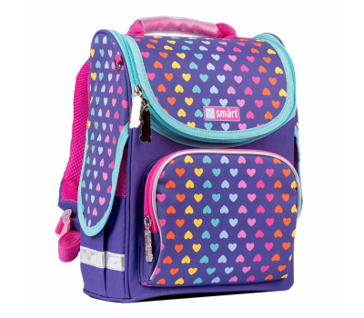 Рюкзак шкільний каркасний Smart PG-11 Rainbow hearts, фиолетовий