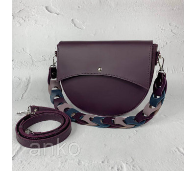 Сумка жіноча "Ассоль" натуральна шкіра, суперматовий баклажан