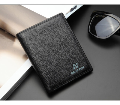 Мужское кожаное чёрное портмоне HAUTTON QB14