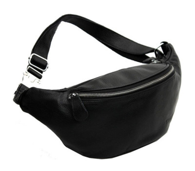 Стильна шкіряна сумка на пояс, чорна, Tiding 3036