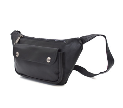 Шкіряна бананка напоясна сумка чорна наппа GA-8145-3md TARWA