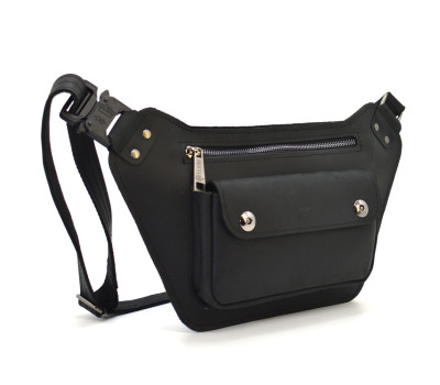 Шкіряна бананка напоясна чорна шкіра кінська RA-8133-3md TARWA