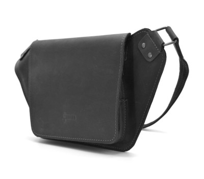 Шкіряна бананка напоясна чорна матова шкіра RA-8127-3md TARWA