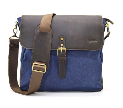 Сумка через плече з парусини navy та кінської шкіри RK-6600-4lx TARWA