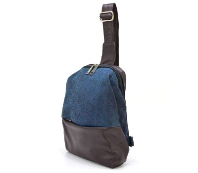 Рюкзак слінг на одне плече зі шкіри та канвас TARWA GCk-1905-3md