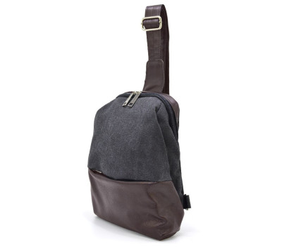 Рюкзак слінг на одне плече зі шкіри та канвас TARWA GCa-1905-3md