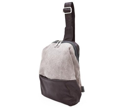 Рюкзак слінг на одне плече зі шкіри та канвас TARWA GCc-1905-3md