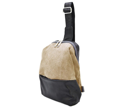 Рюкзак слінг на одне плече зі шкіри та канвас TARWA GAs-1905-3md