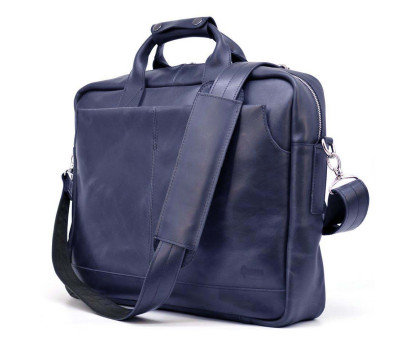 Чоловіча сумка для ноутбука 17 із натуральної шкіри синя TARWA RK-1019-4lx
