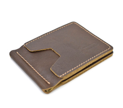 Кожаный зажим для денег мягкий коричневый GQw-hold-001 TARWA