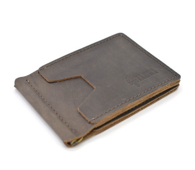 Шкіряний затискач для грошей ручної роботи коричневий RCc-hold-001 TARWA