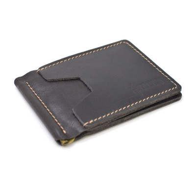 Шкіряний затискач для грошей мякий коричневий GC-hold-001 TARWA