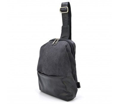 Мужской слинг через плечо, нагрудная сумка из кожи и канвас TARWA GAa-1905-3md