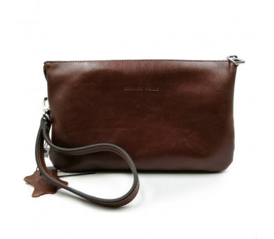 Барсетка мужская клатч 705623 цвет хенесси гладкая кожа Grande Pelle