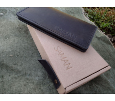 Портмоне мужское длинное винтажное SAMAN LW-sam-blu синее