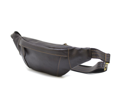 Напоясная кожаная сумка бананка LIMARY Lim-525GC кожа наппа коричневая