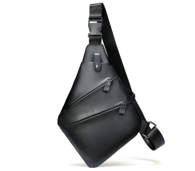 Шкіряна нагрудна сумка слінг чоловіча чорна bx7323 Bexhill