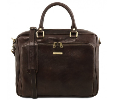 Шкіряний портфель для ноутбука з передньою кишенею Pisa Tuscany TL141660