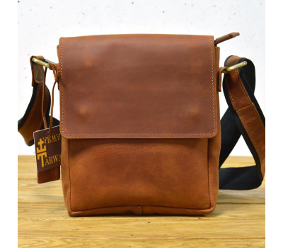 Кожаная сумка на плечо с 4 карманами рыжая TARWA RB-4150-4sa