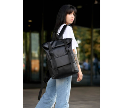 Рюкзак ролл Sambag унисекс RollTop Milton черный с клапаном