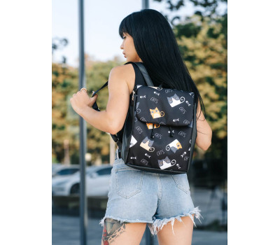 Женский рюкзак Sambag Loft MQN черный с принтом