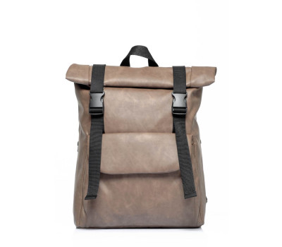 Женский рюкзак ролл Sambag RollTop Milton коричневый нубук с клапном