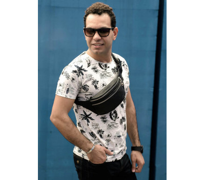 Сумка на пояс з чорної натуральної шкіри Tirso 0ST зі шкіряним ремнем