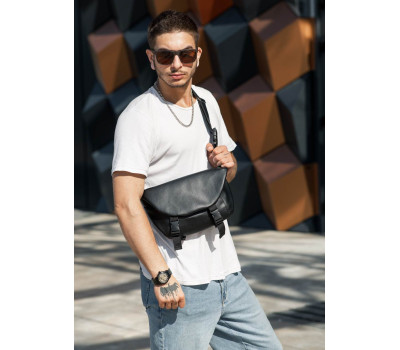 Чоловіча сумка бананка через плече Sambag Tirso Zard чорна