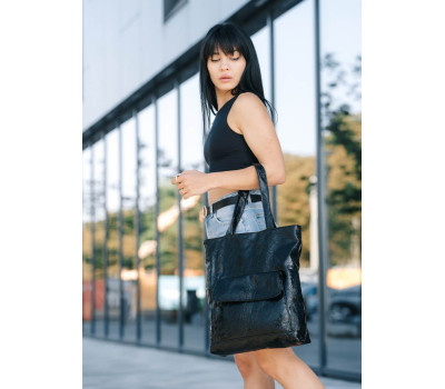 Жіноча сумка Sambag Shopper чорна рельєфна