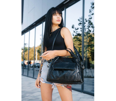 Жіноча спортивна сумка Sambag Vogue BKS чорна рельєфна