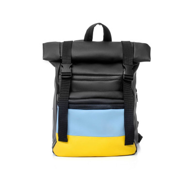 Рюкзак ролл Sambag RollTop LTH чорний з прапором України