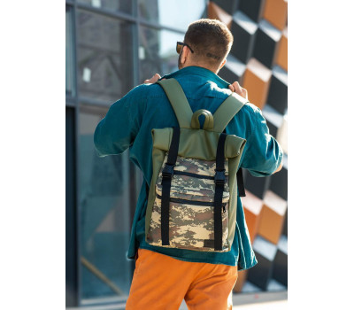Чоловічий Рюкзак ролл Sambag RollTop Zard хакі з піксельним камуфляжем