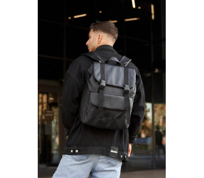 Чоловічий рюкзак ролл Sambag  Loft Zard чорний з клапаном