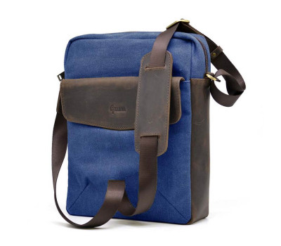 Мужская сумка из синего канваса через плечо TARWA RKc-1810-4lx