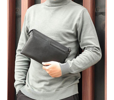 Шкіряний клатч для чоловіків JDC021A чорний з петлею на руку