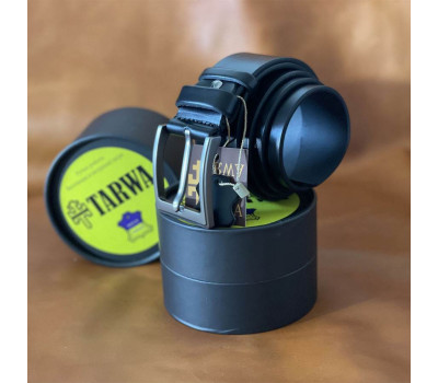 Шкіряний чорний ремінь гладкий TARWA A14077-10 ширина 4см